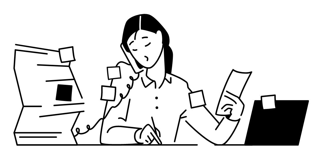 Busy hotel front desk with guests waiting and staff on phone